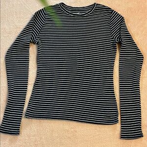 Hollister Navy and White Striped Long Sleeve Tee